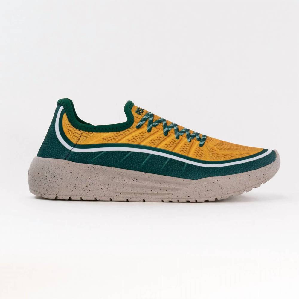 NEW PSUDO men's court sneaker in green/gold